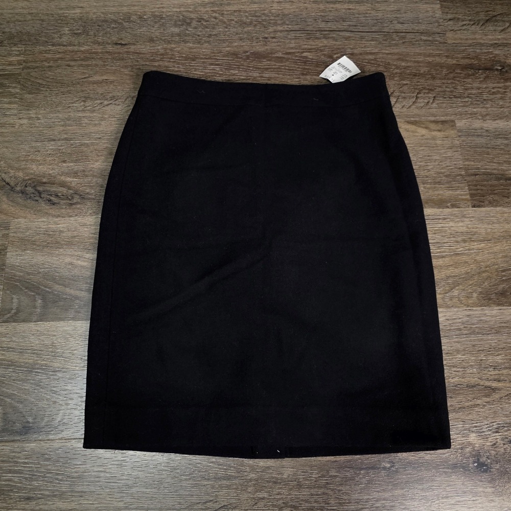 J.Crew Women 2 Pencil Skirt Black Wool Blend Professional Back Zip 46575
